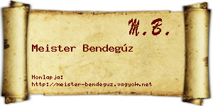 Meister Bendegúz névjegykártya